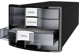 HAN Impuls 2.0 Schubladenbox Schwarz/Transparent, 4 Schubladen, Format DIN A4, geschlossen und stapelbar - Bild 2