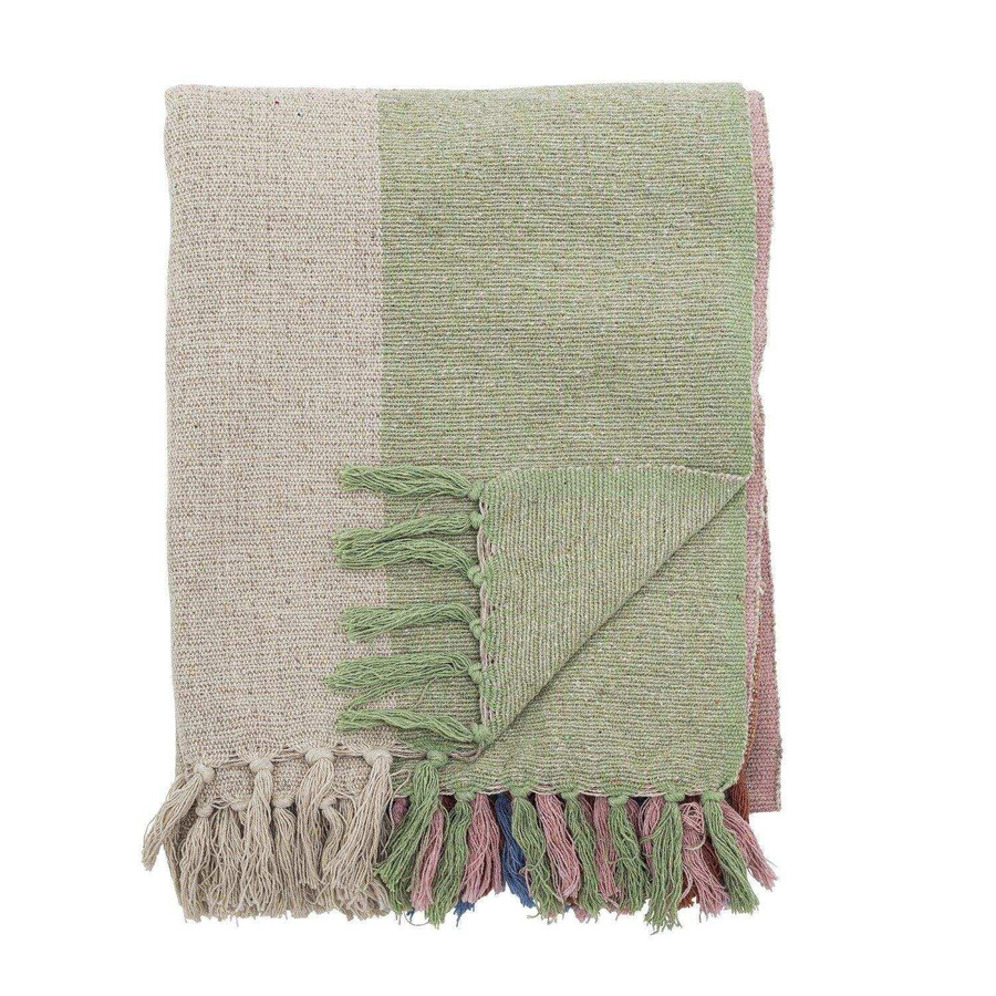 Bloomingville Plaid Kitta gestreift in Beige aus recycelter Baumwolle, B/T: 160 x 130 cm - Bild 1