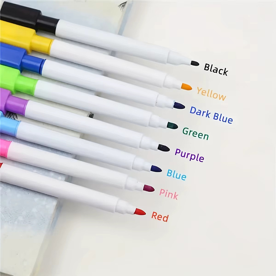 8er Set Whiteboard-Marker mit Rundspitze in 8 Farben und 1 Magnetstift, trocken abwischbar, Länge: 11,3 cm, Durchmesser: 1 cm - Bild 2