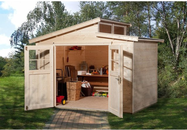 WEKA Gartenhaus 226 Gr.3 aus Holz mit Pultdach in Beige, B/H/T: 327 x 252 x 231 cm - Bild 1