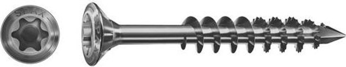 Spax Holzschraube Edelstahl A2 mit Torx-Antrieb, Farbe Silber, Durchmesser: 4,5 mm, Länge: 60 mm, 100 Stück - Bild 2