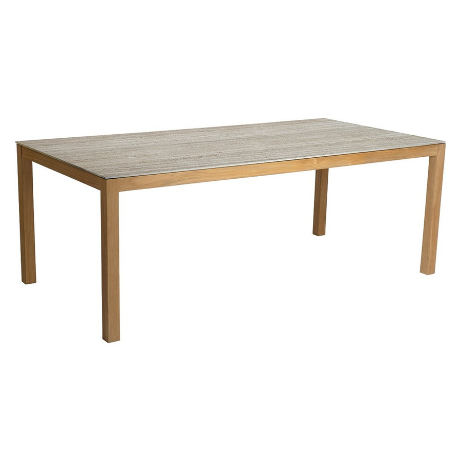 Stern Gartenmöbel-Set 5-teilig mit Teak Tisch Dekton 200 cm und 4 Joris Stühlen in Warmgrau Ash Light - Bild 2