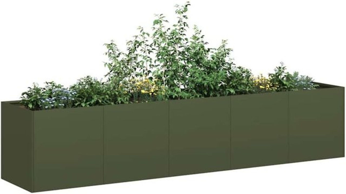 Vidaxl Pflanzkübel aus Metall in Grün, rechteckig und modern, B/T/H: 200 x 40 x 40 cm - Bild 1