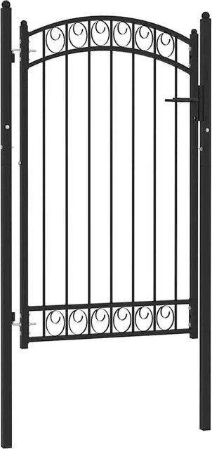 vidaXL Zauntor aus Stahl mit gewölbter Spitze in Schwarz, B: 102 cm, H: 150 cm - Bild 1