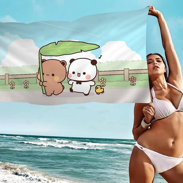 Bubu Und Dudu Strandtuch für Mädchen, buntes Mikrofaser Badetuch, sandfrei und schnelltrocknend, B/H: 50 x 100 cm - Bild 1