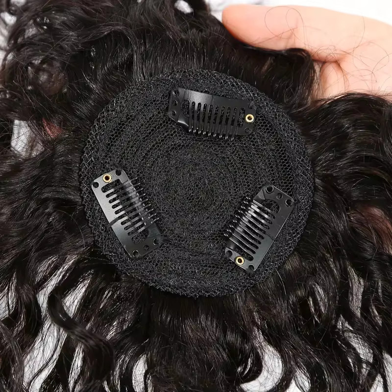 Lockiges Topper-Haar mit Pony, Haarteil mit Clips, menschliches Haar - Bild 3