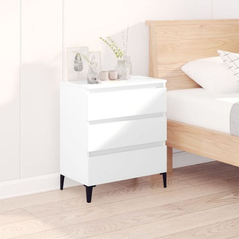 Minimalistisches Sideboard Vidaxl in Weiß aus Holzwerkstoff und Metall, B/T/H: 60 x 35 x 70 cm - Bild 1