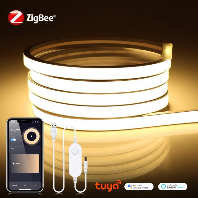 Rybakov Smart COB LED Streifen mit ZigBee 3.0, WiFi und Tuya Unterstützung, dimmbar via USB und Alexa, weiß - Bild 1