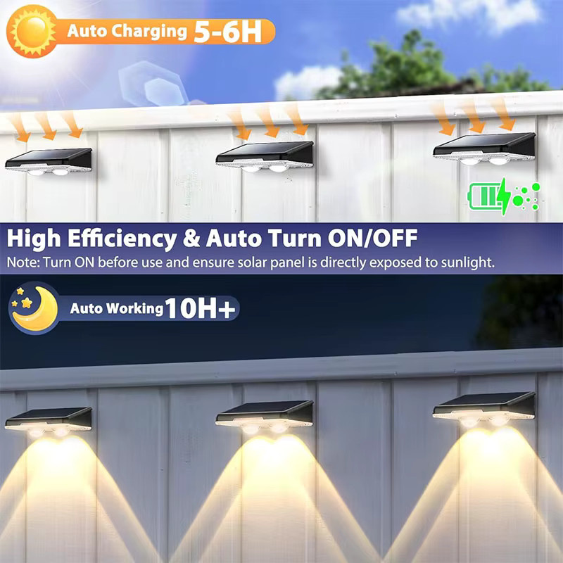 LINYILIGHT Solar-Zaunleuchten RGB-LED Wandleuchten Schwarz für Terrasse und Garten mit Dämmerungssensor - Bild 2