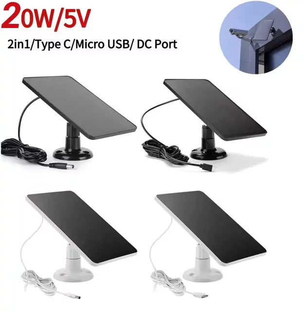 Eufy Solarpanel 20 W mit 360 Grad verstellbarer Halterung, IP65 wasserdichtes Solar-Ladegerät für Eufycam 3/3C/2/2C/2 Pro, Schwarz - Bild 1