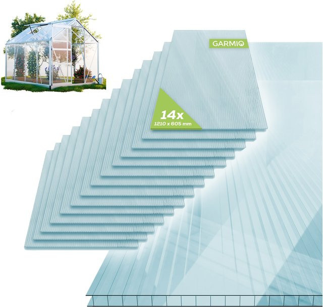 GARMIO 14er Set Acryl Doppelstegplatten Transparent, 4mm Stärke, Gesamtfläche 10,25 m², B/H: 121 x 60,5 cm - Bild 1