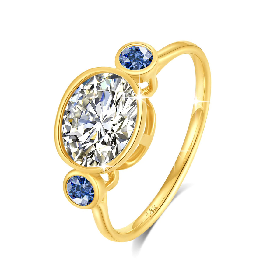 szjinao Ring Moissanit, 585 Gold, Damen - Bild 2