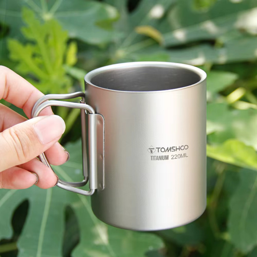 Tomshoo Doppelwandige Titan-Tasse für Kaffee und Tee, Farbe: Silber, Volumen: 220 ml, 350 ml, 450 ml oder 600 ml - Bild 2