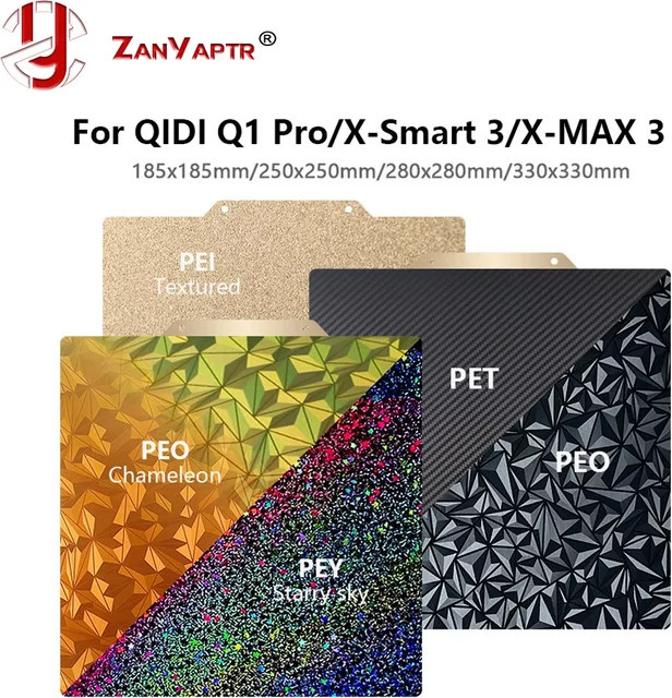 ZANYAPTR Chameleon Magnetbett PEY PEO doppelseitig für QIDI Q1 Pro X-Smart 3 X-MAX 3 in Multicolour - Bild 1