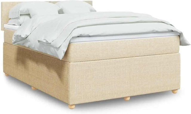 vidaXL Boxspringbett Hybrid mit Matratze und Taschenfederkern in Creme, B/T/H: 140 x 200 x 100,5 cm - Bild 1