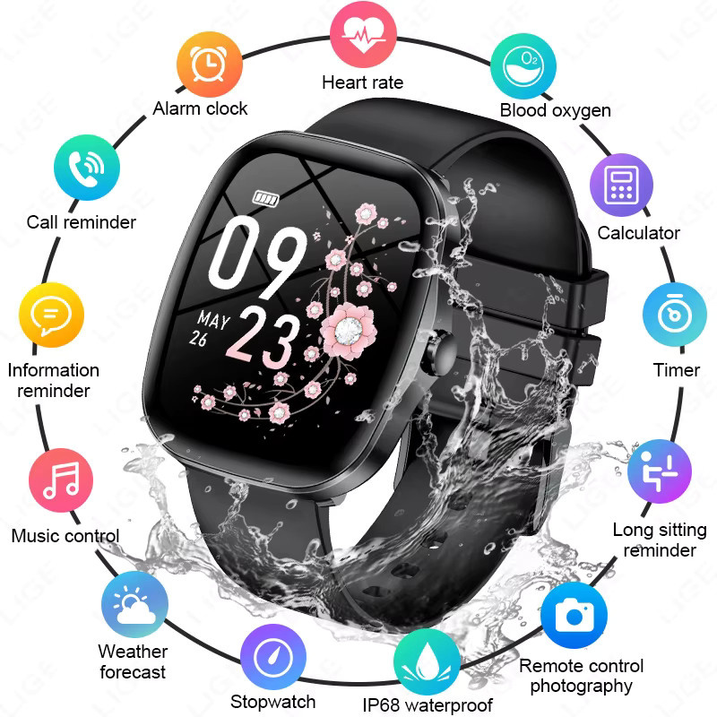 FOXBOX Smartwatch für Damen und Herren mit 1,53 Zoll HD-Bildschirm, Bluetooth-Anruf, Herzfrequenzmessung und IP68 Wasserdichtigkeit - Bild 7