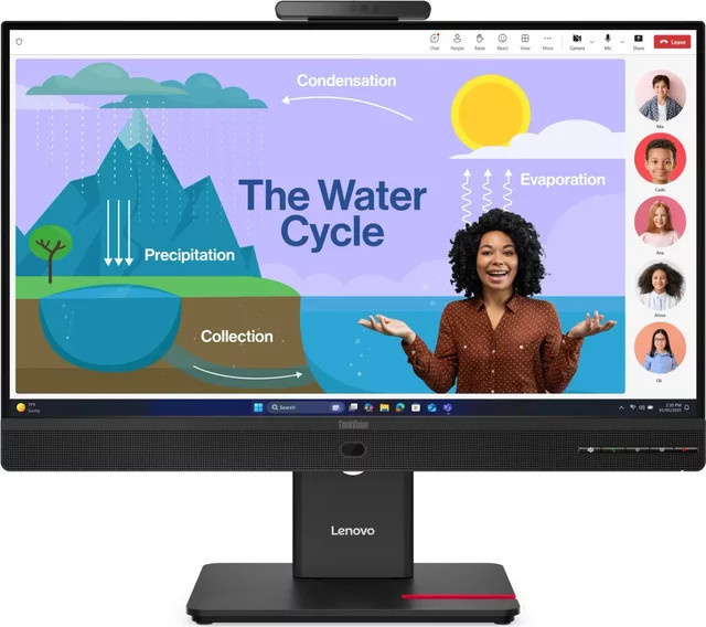 Lenovo ThinkVision T24D-4v 23,8 Zoll Full HD IPS-Monitor mit Webcam und Dockingstation via USB-C, Schwarz - Bild 1