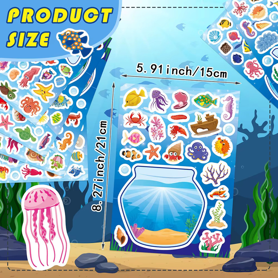 Rspctou Aquarium-Cartoon-Puzzle-Aufkleber, Meerestiere, Bunt / Mehrfarbig - Bild 2