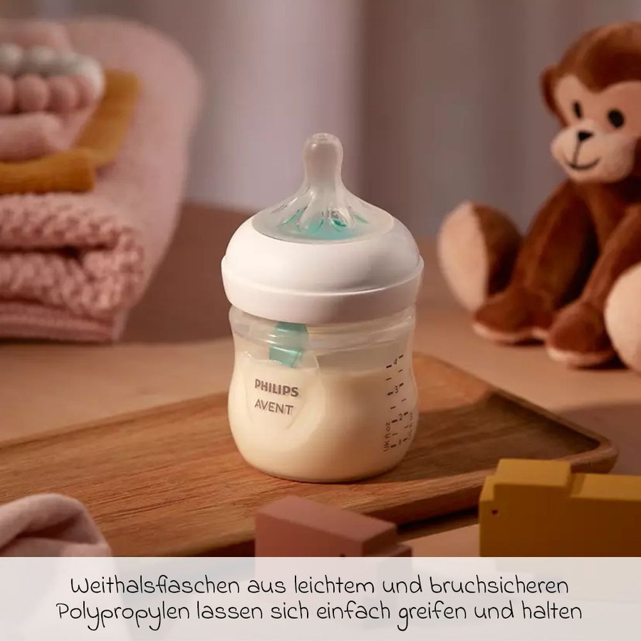Philips Avent 2er-Pack Natural Response Babyflaschen mit AirFree Ventil und Silikon-Sauger, 125 ml, transparent/weiß - Bild 4
