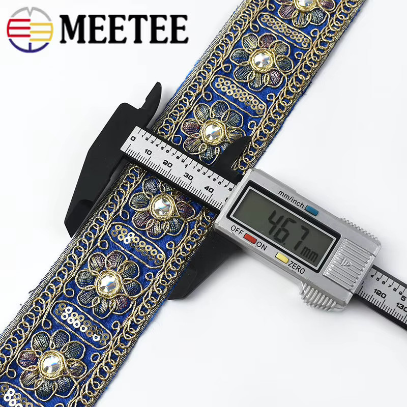 Meetee Besticktes Spitzenband mit Pailletten in Gold und Braun, Breite: 4,5 cm - Bild 2