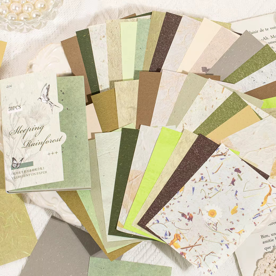 50 Blatt buntes Retro-Kreativpapier für Collagen, Scrapbook und DIY-Bastelarbeiten - Bild 1