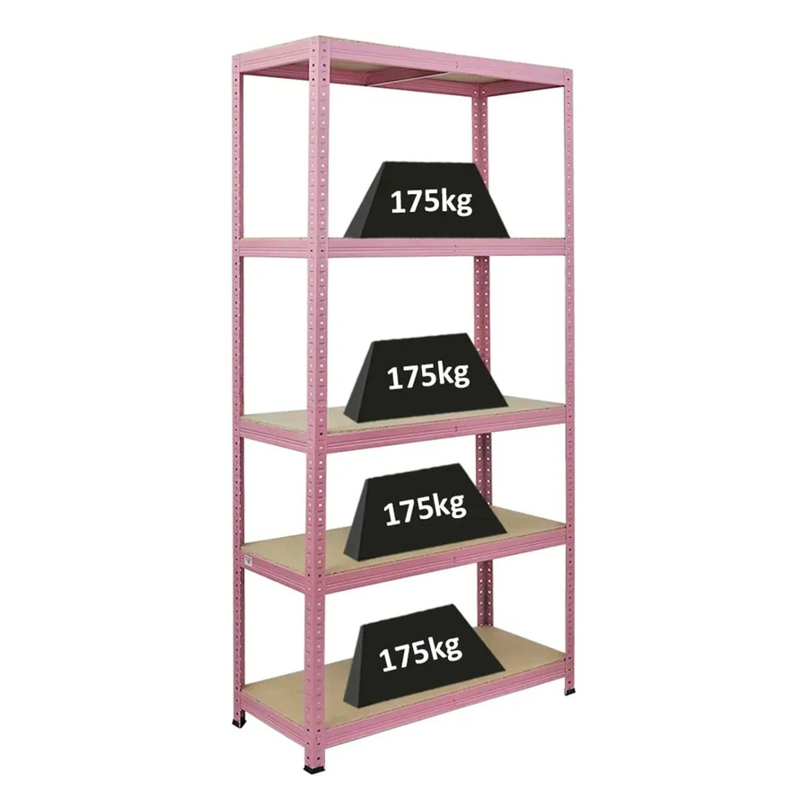 PROREGAL Schwerlastregal Pink Lady mit 5 Ebenen, H x B x T: 180 x 90 x 40 cm, Fachlast 175 kg, Metall, Farbe: Pink - Bild 2