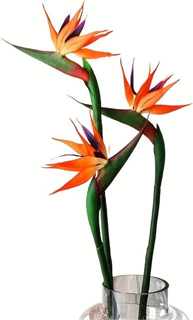 3er Set künstliche Paradiesvogel-Blumen Strelitzia von HAOSHICS in Orange, 62,23 cm lange Stielblumen für deine DIY Dekoration - Bild 1
