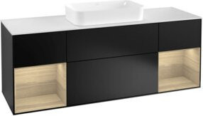 V&B Waschtischunterschrank Finion mit Wandbeleuchtung, Farbe: Weiß lackiert und Eiche, Breite: 160 cm - Bild 1