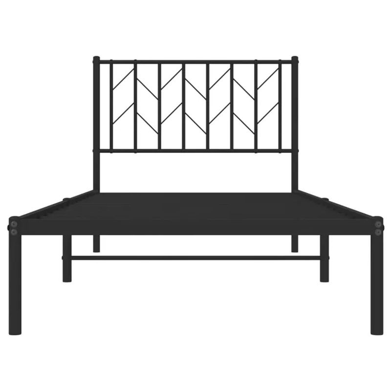 Vidaxl Metall-Bettgestell mit Kopfteil in Schwarz, klassisches Design aus Stahl, B/T/H: 90 x 200 cm - Bild 4