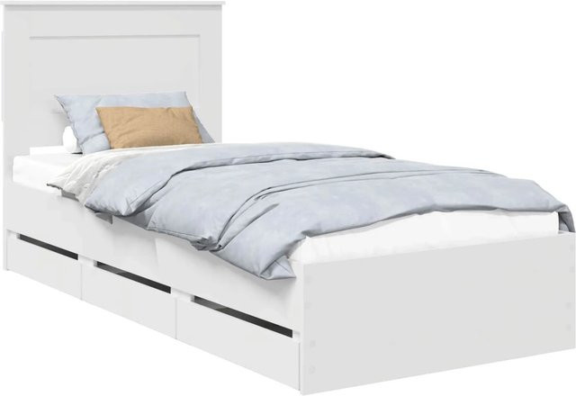 vidaXL Bettrahmen mit Schubladen in Weiß aus Holzwerkstoff B/T/H: 190 x 75 x 78 cm - Bild 1