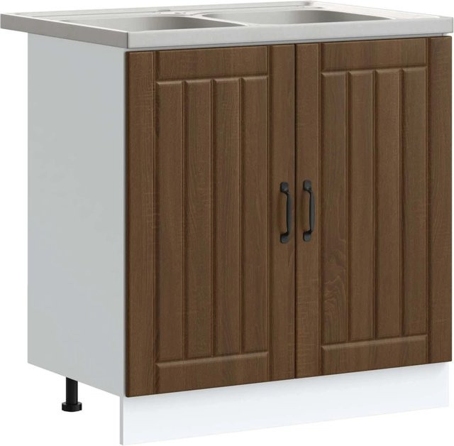 vidaXL Waschbecken-Unterschrank Lucca 2er-Set, Eiche Braun, modern - Bild 1
