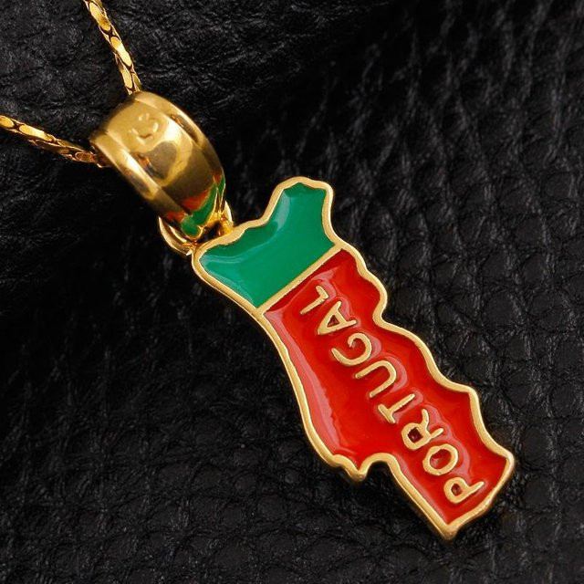YIRAN Anhänger Portugal Karte, 18K Kupfer, Gold, Damen - Bild 1