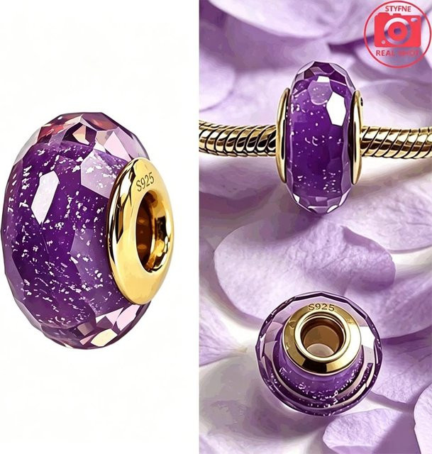 Anhänger Glasperlen Blumen Murano, Silberfarben, Damen - Bild 1