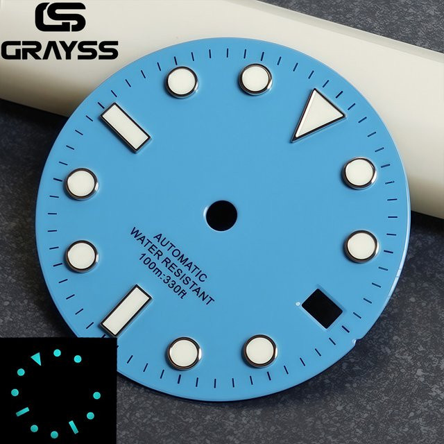 GRAYSS Uhrenzubehör, 28,5 mm, Ice Blue Zifferblatt, blau leuchtend, Unisex - Bild 1