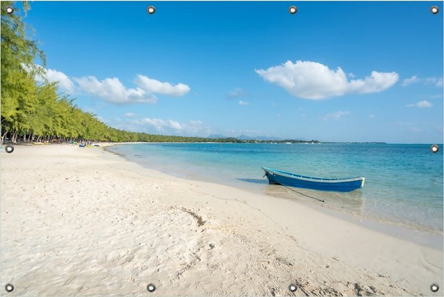 Wallario Gartenposter Boot an einem tropischen Strand, Multicolor, Breite: 100 cm, Höhe: 150 cm - Bild 1