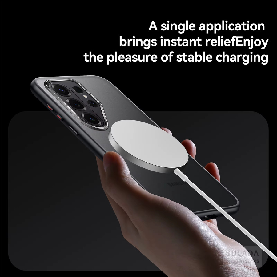 Stoßfeste MagSafe Magnetische Handyhülle mit Metall-Linsenrahmen für Samsung Galaxy S26, S25 Plus und S26 Ultra in Transparent oder Schwarz - Bild 3