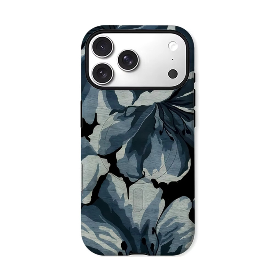 Robuste Magnetische Handyhülle mit blauem Blumen-Kunstdesign für iPhone 17 16 15 14 13 Pro Max Plus von Potdemiel - Bild 6