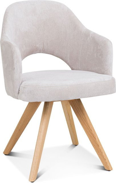 Armlehnstuhl SANSIBAR TINNUM in Beige mit Eichenholz und Stoffbezug, B/T/H: 62 x 51 x 85 cm - Bild 1