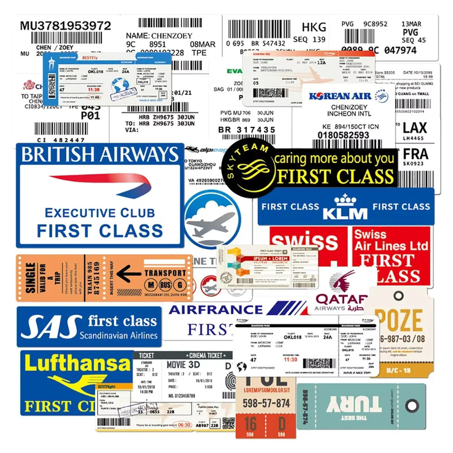 GOGOTU Boarding Pass Flugtickets Graffiti Aufkleber, 30-teiliges Set - Bild 2