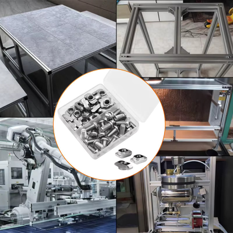 T-Mutter und Sechskantschrauben-Set für Aluminium-Profile in Silber, Hammerkopf T-Schienenmutter-Schraubensatz für Slot 2020 und 3030 - Bild 2