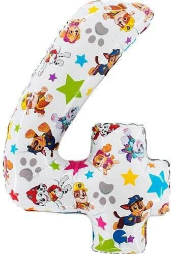 Grabo Paw Patrol Folienballon Zahl 4, Multicolor, Höhe: 66 cm - Bild 1