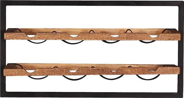TPFLiving Wandregal Casper aus Mangoholz natur und Metall schwarz im Industrial Design - Bild 1