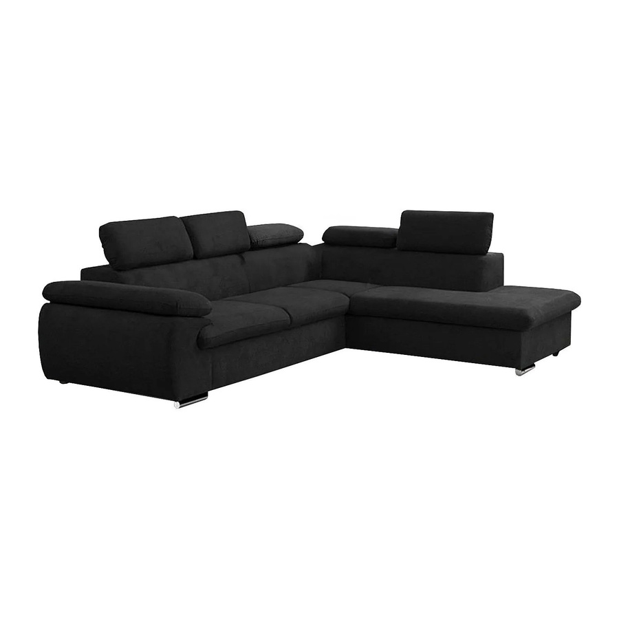 Vente-unique Schlafsofa Fabien in Schwarz, L-Form mit Schlaffunktion und Auszugsschublade - Bild 2