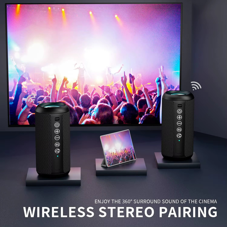 Ortizan X10 Tragbarer Bluetooth-Lautsprecher in Schwarz mit IPX7 Wasserdichtigkeit und TWS-Kopplung - Bild 5