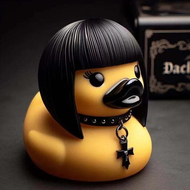 Dunkle Ente Gothic Punk Dekoration von Yiran Health & Beauty, gelbe Mini-Ente für Schreibtisch und Garten, ideal als Halloween Party Requisite - Bild 1