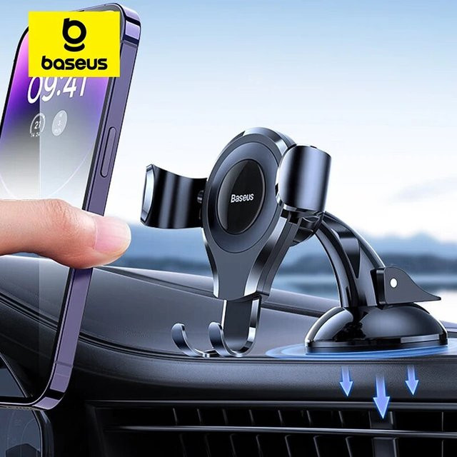 Baseus Autotelefonhalter Gravity Dashboard Sucker für iPhone, Samsung, Xiaomi und Huawei in Schwarz - Bild 1