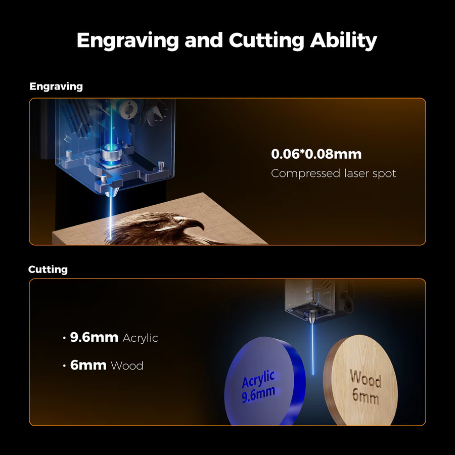 Creality Falcon A1 10W Laser-Graviermaschine mit Luftunterstützung, HD-Kamera-Positionierung und Wabenplatte, Arbeitsbereich: 460 x 346 mm - Bild 3