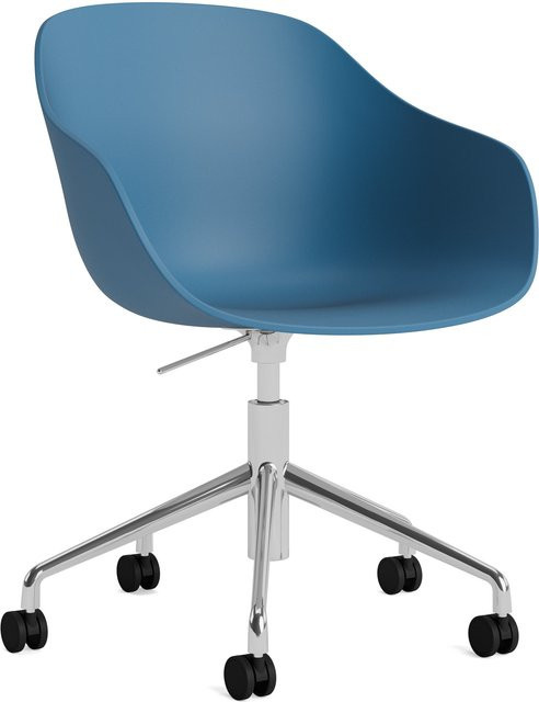 HAY About A Chair AAC 252 moderner Stuhl aus Polypropylen und Aluminium in Blau matt mit Rollen - Bild 1