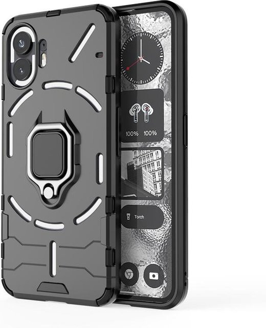 Magnetische Schutzhülle mit Ringständer für Nothing Phone 2, Nothing Phone 1 und Nothing Phone 2a in Schwarz - Bild 1