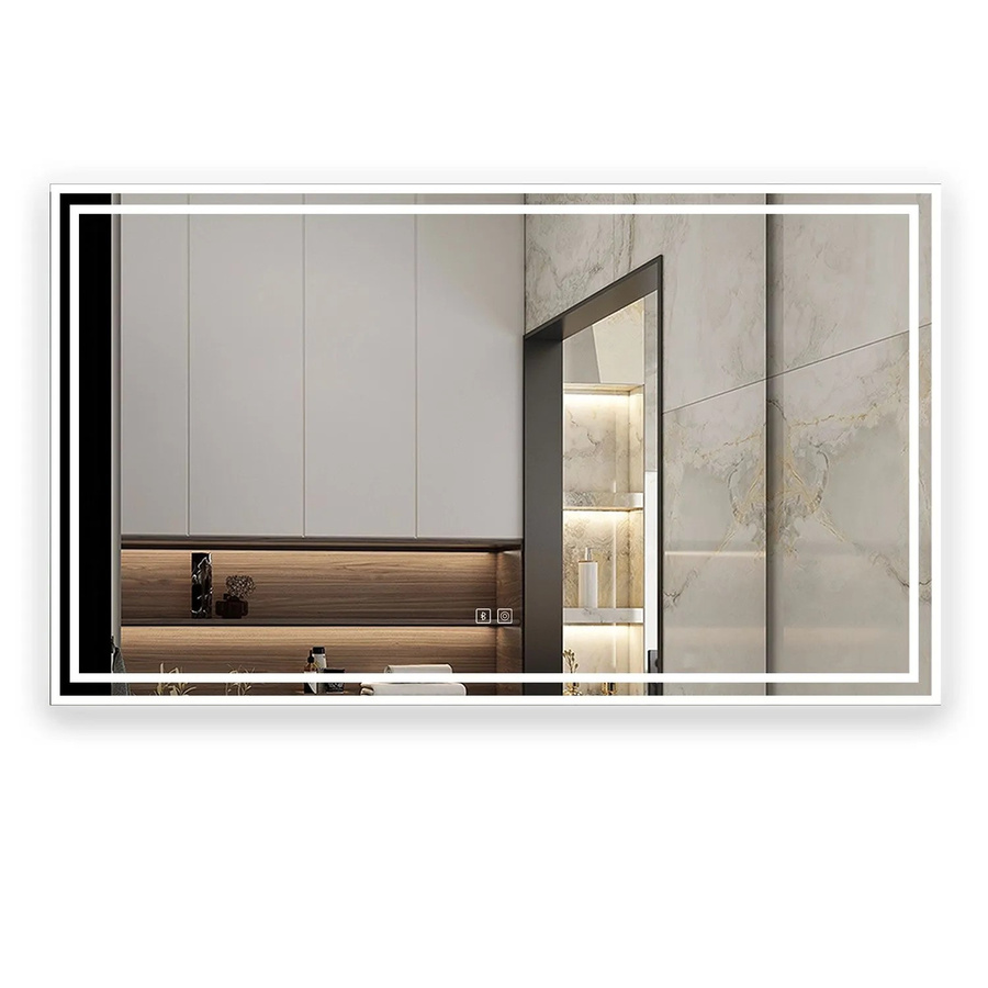 Aica Sanitär Badspiegel mit Bluetooth 5.0 und LED Beleuchtung, dimmbar in Neutral-Warm-Kaltweiß, Memory Touch Wandschalter, B/H: 100 x 60 cm - Bild 2